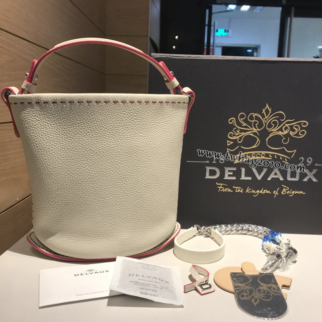 Delvaux德爾沃專櫃水桶系列標誌性“D”字Pin小牛皮托特包手提圓筒包 bxs1201